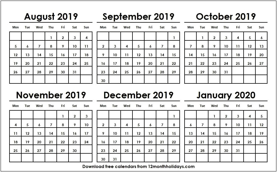 Free Printable August 2019 Calendar Template