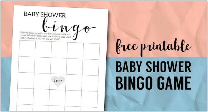 Free Printable Baby Shower Bingo Template