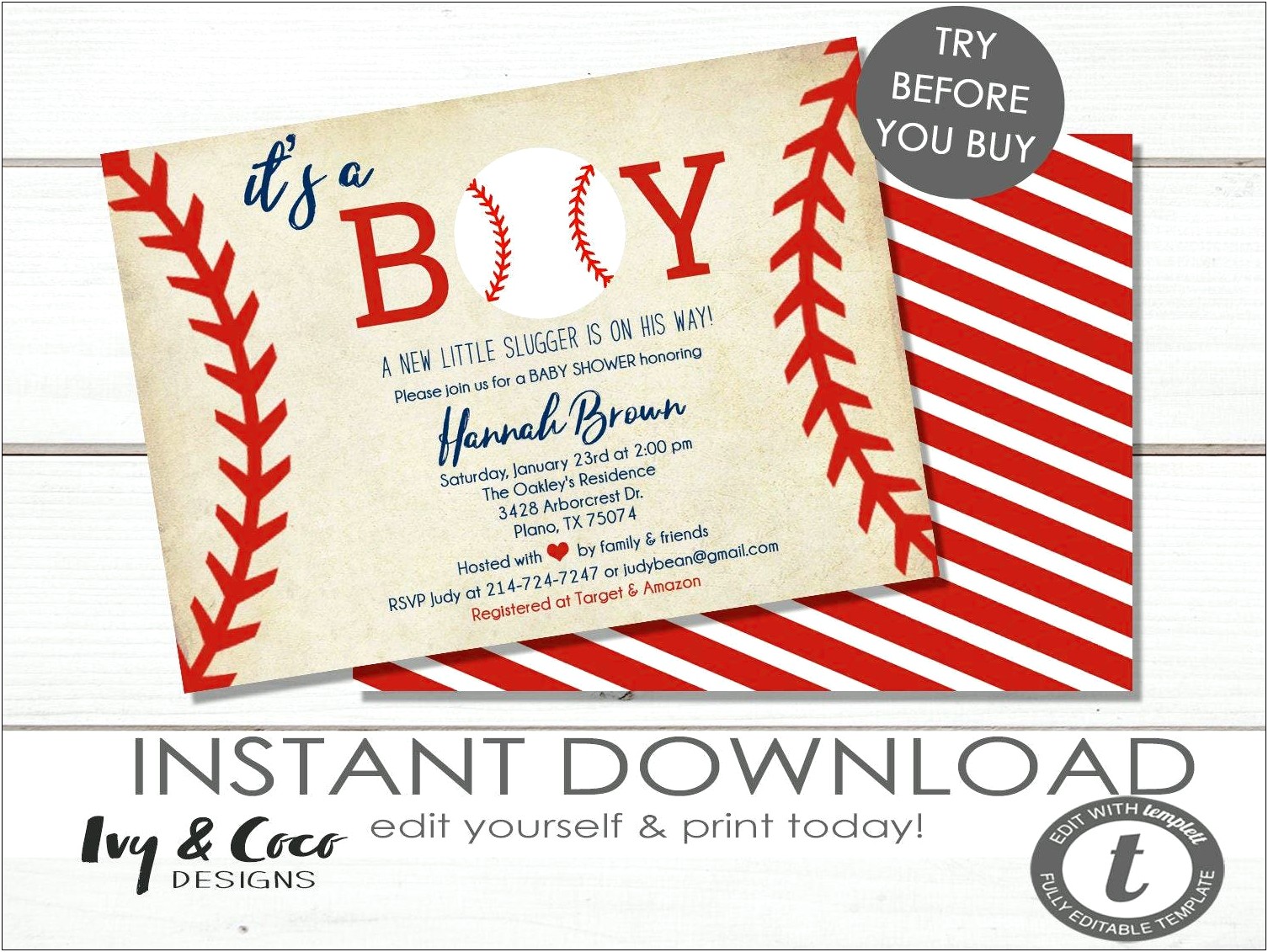 Free Printable Baseball Baby Shower Invitations Templates