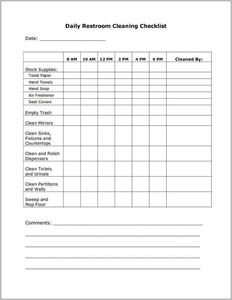 Free Printable Bathroom And Kitchen Chore Checklist Template