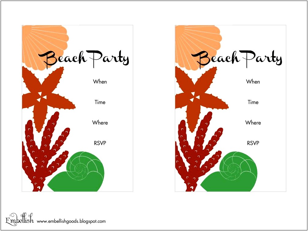 Free Printable Beach Party Invitations Templates