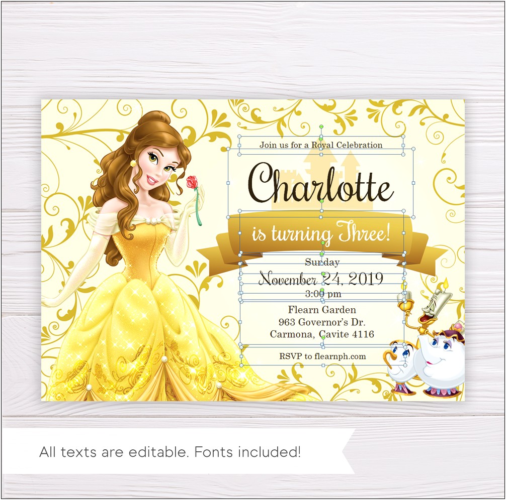 Free Printable Beauty And The Beast Invitation Templates