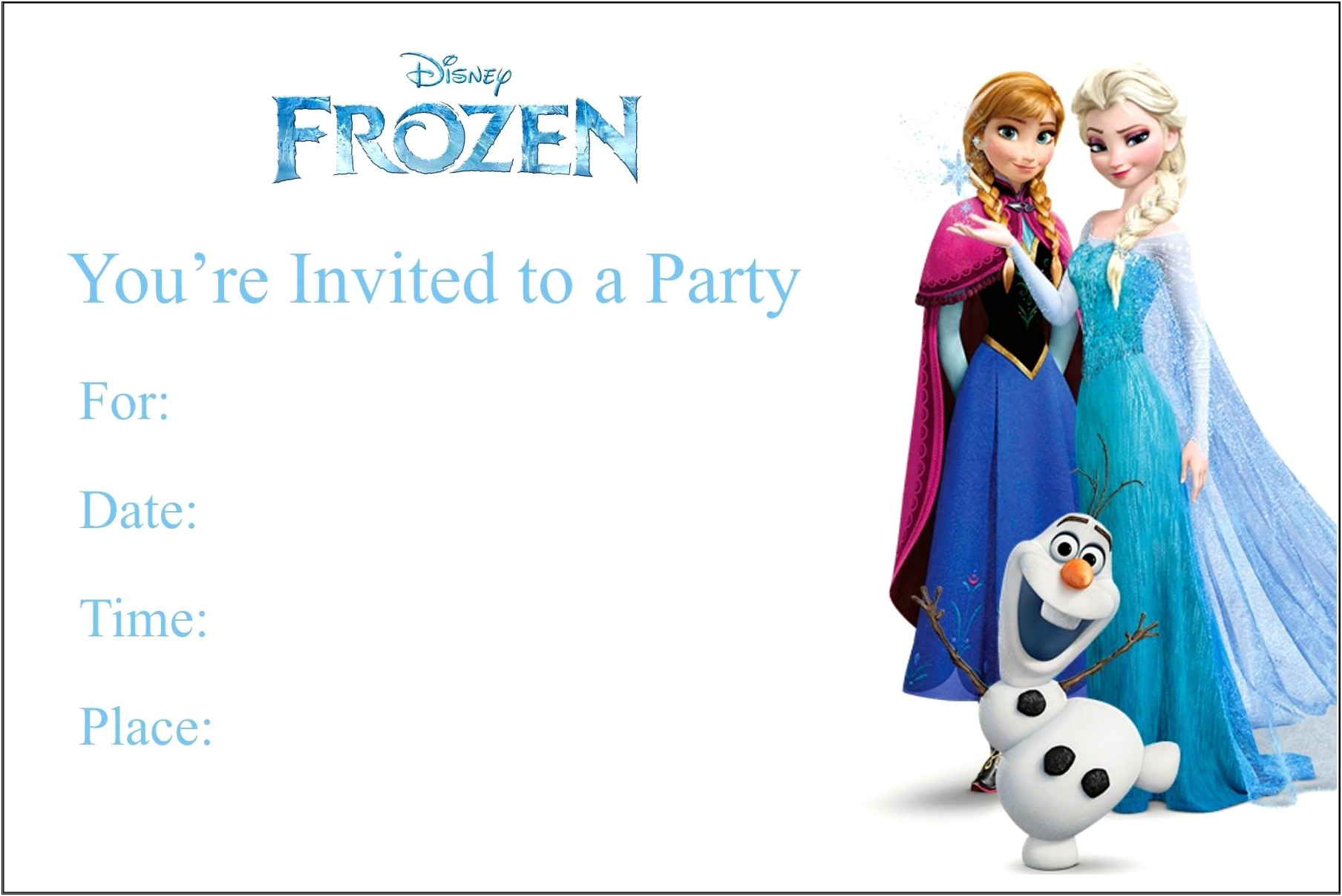 Free Printable Birthday Invitation Templates Frozen