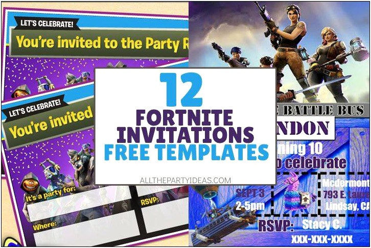 Free Printable Birthday Invitations Fortnite Template