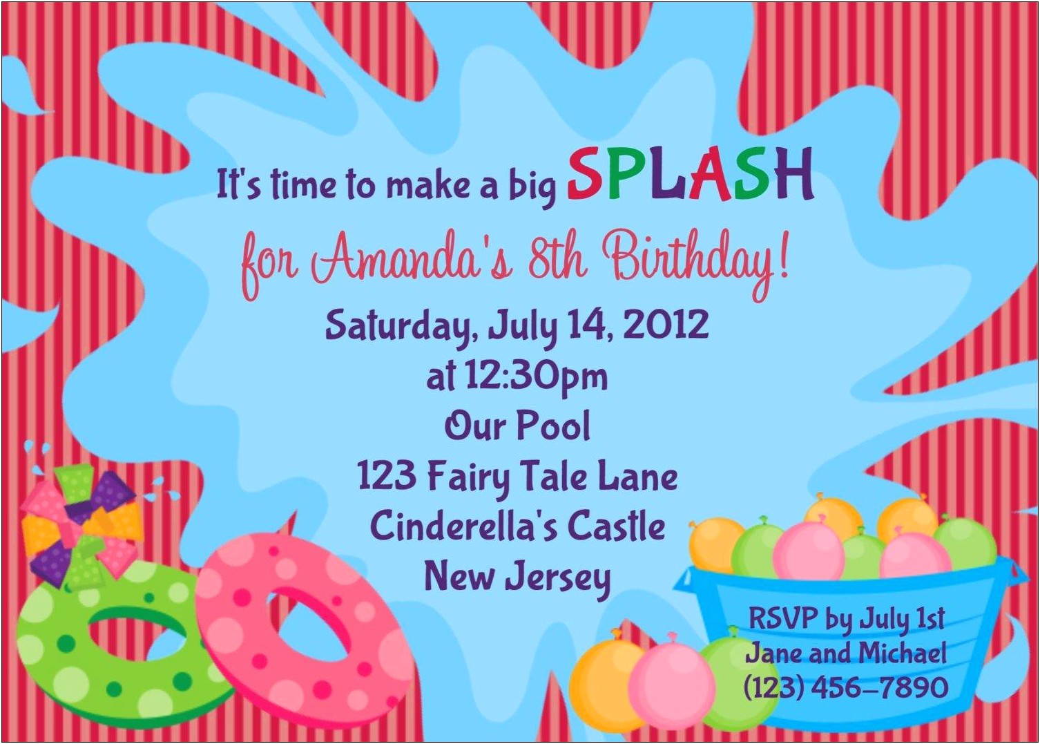Free Printable Birthday Pool Party Invitations Templates
