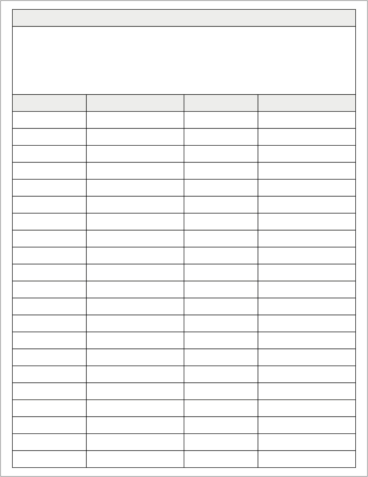 Free Printable Blank 5 Column Spreadsheet Template Pdf