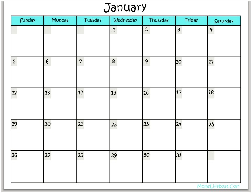 Free Printable Blank Calendar Template 2014