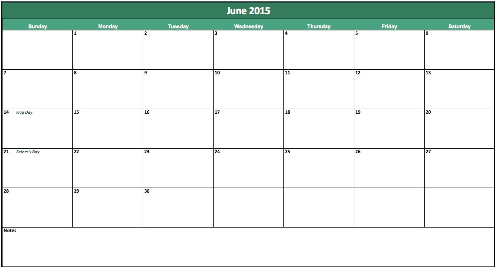 Free Printable Blank Calendar Template 2015