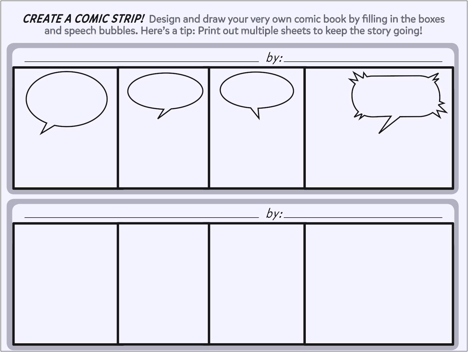 Free Printable Blank Comic Strip Template