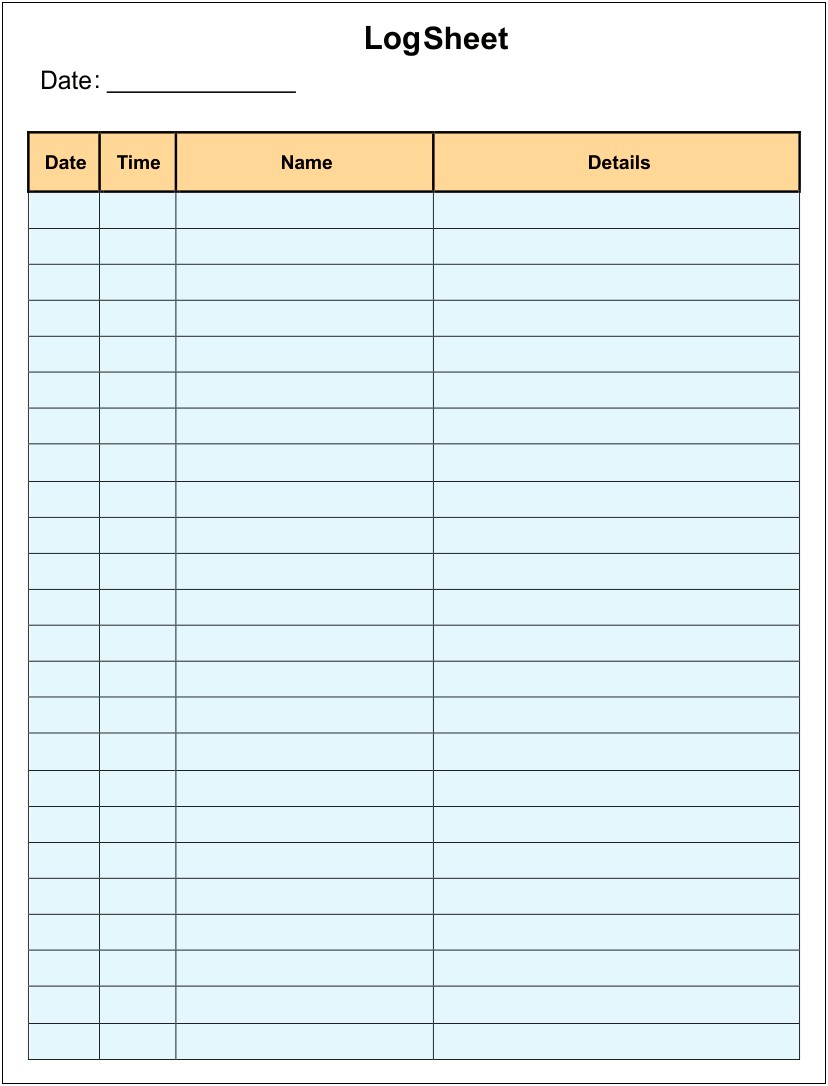 Free Printable Blank Log Sheet Template