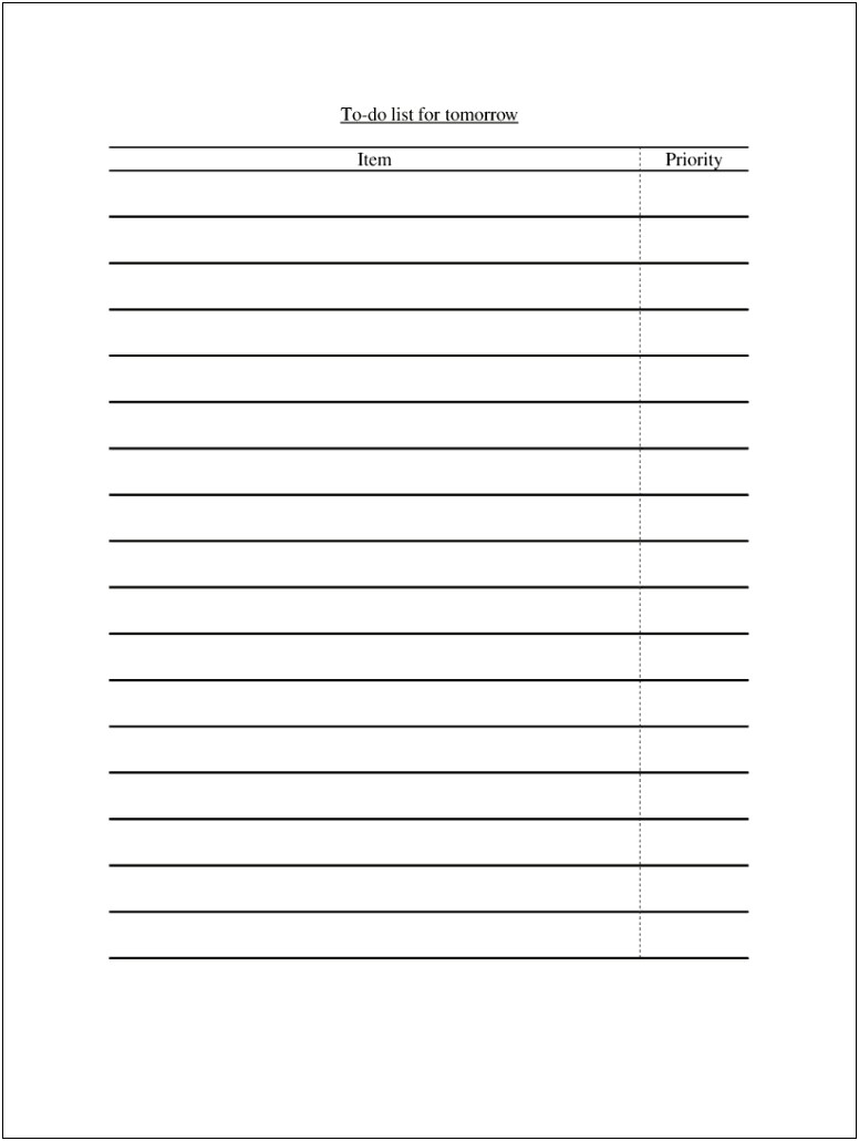 Free Printable Blank To Do List Template