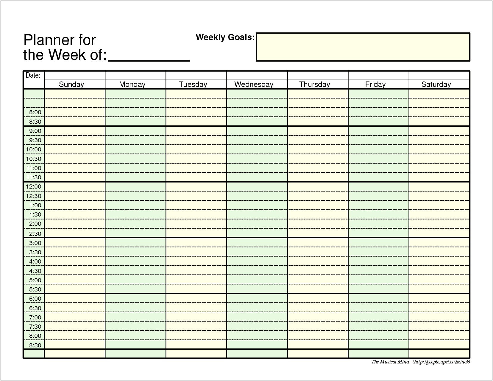 Free Printable Blank Weekly Planner Template