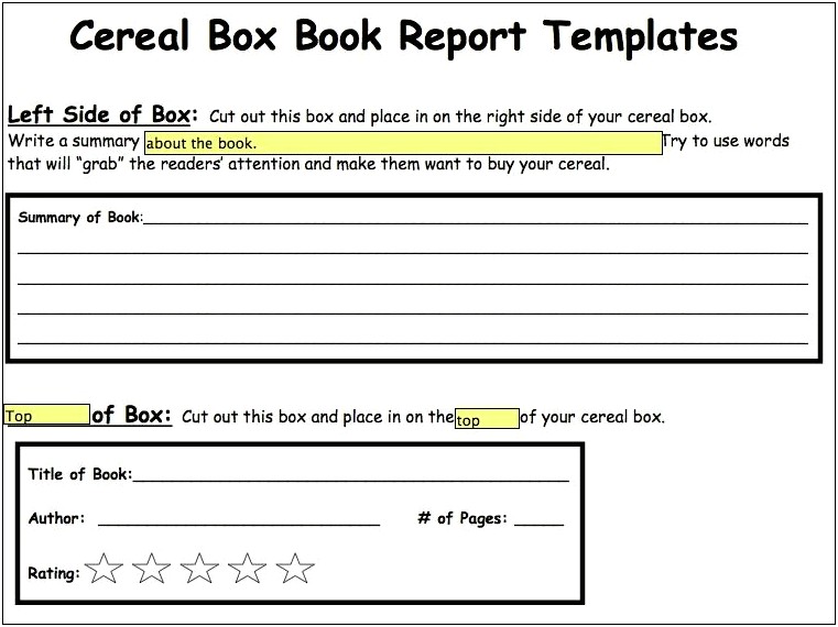 Free Printable Book Report Template 4 6th
