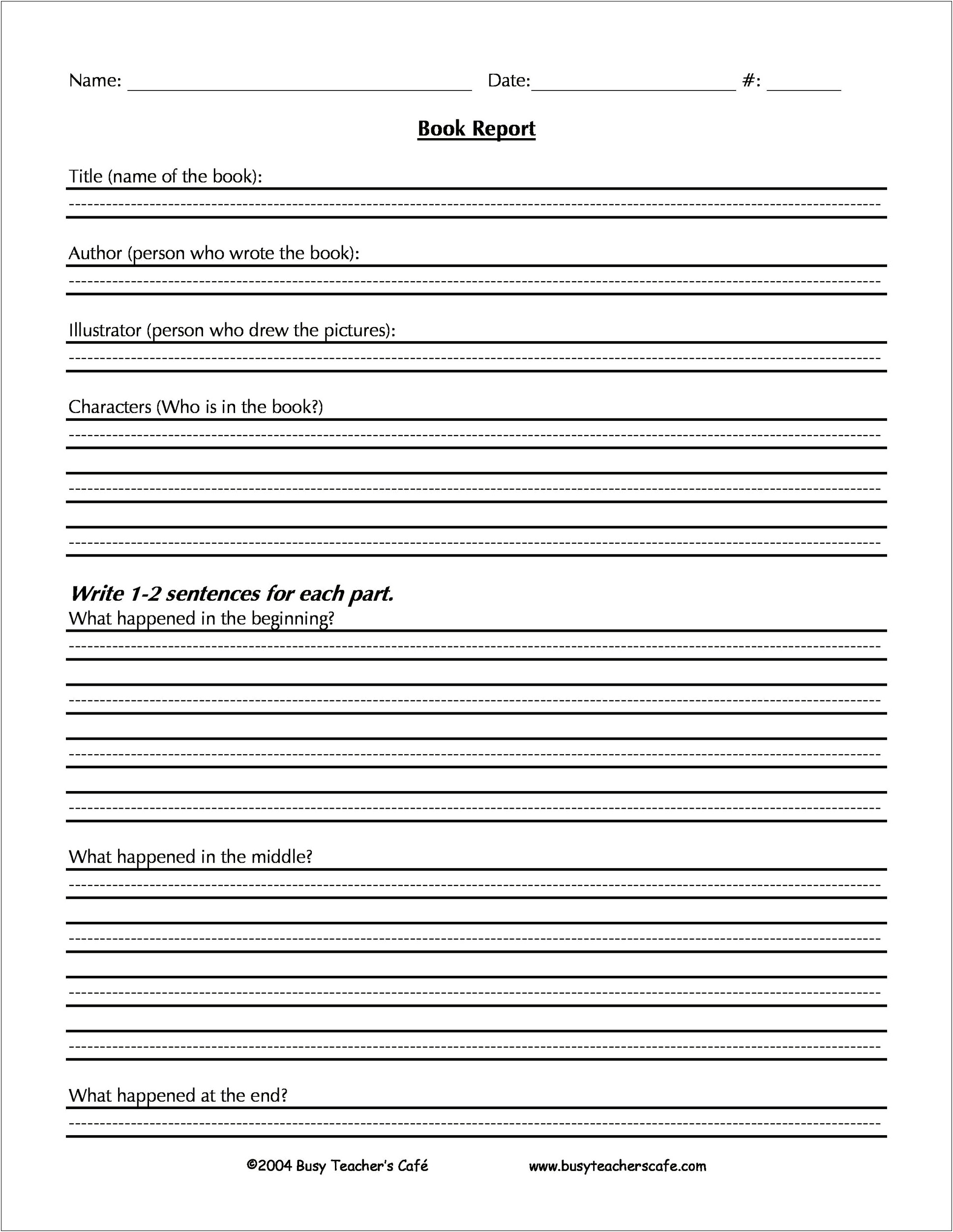 Free Printable Book Report Template Highschool