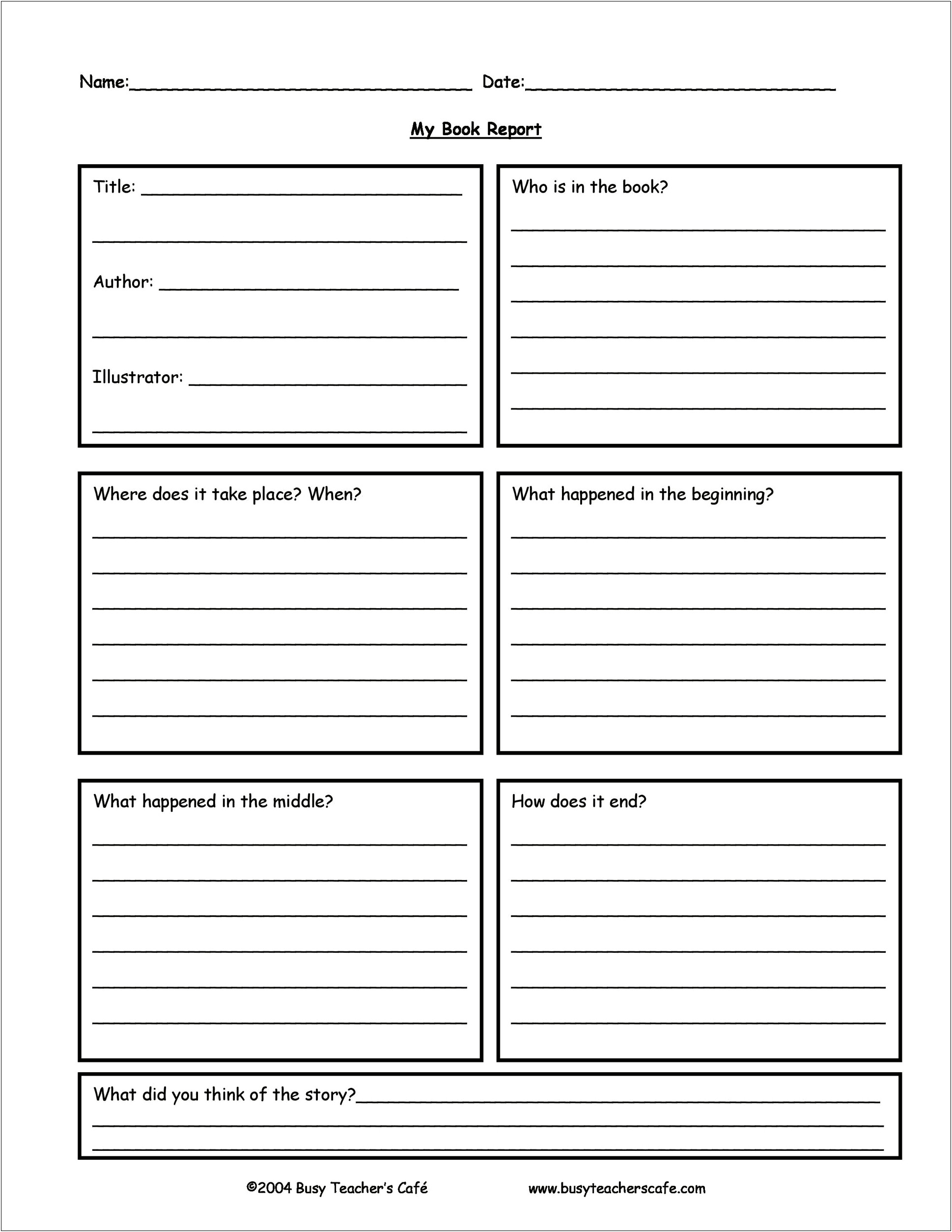Free Printable Book Report Template Middle School Pdf