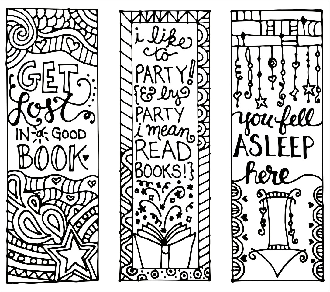 Free Printable Bookmarks To Color Templates