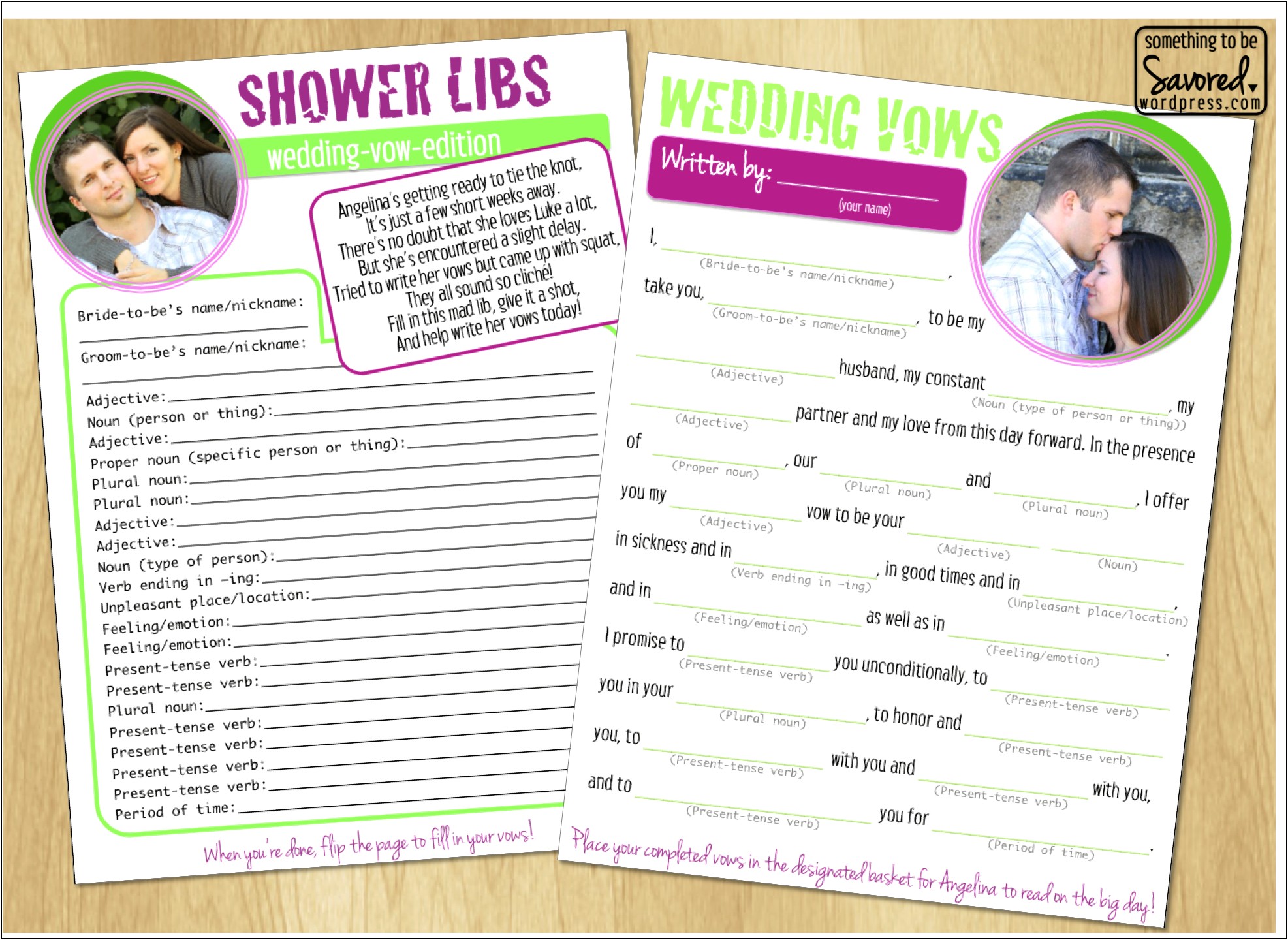 Free Printable Bridal Shower Mad Libs Template