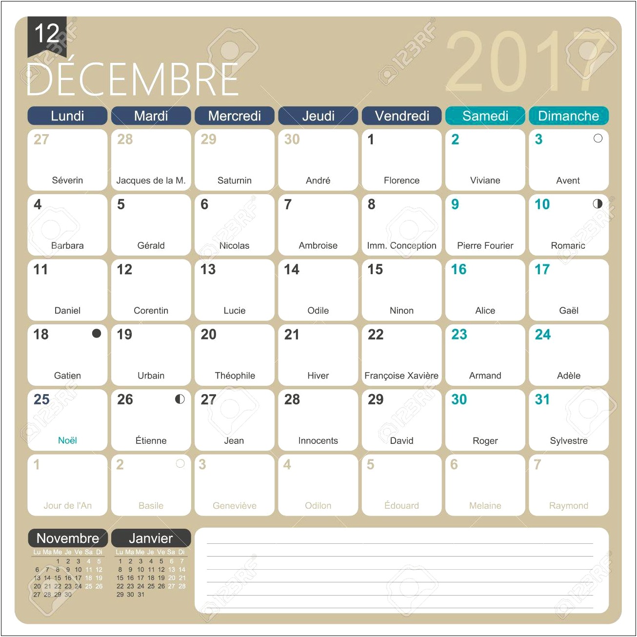 Free Printable Calendar Template December 2017