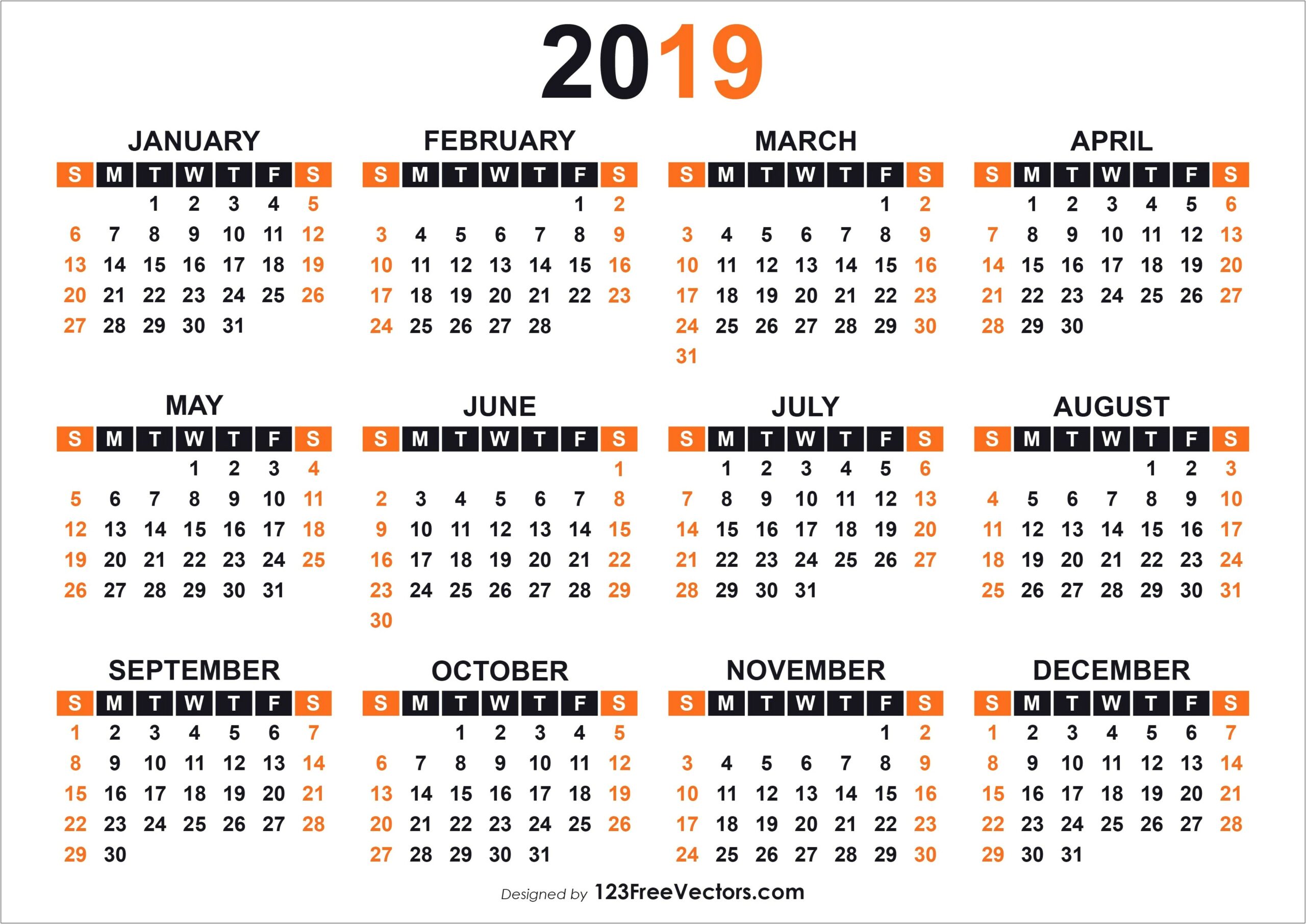 Free Printable Calendar Template May 2019