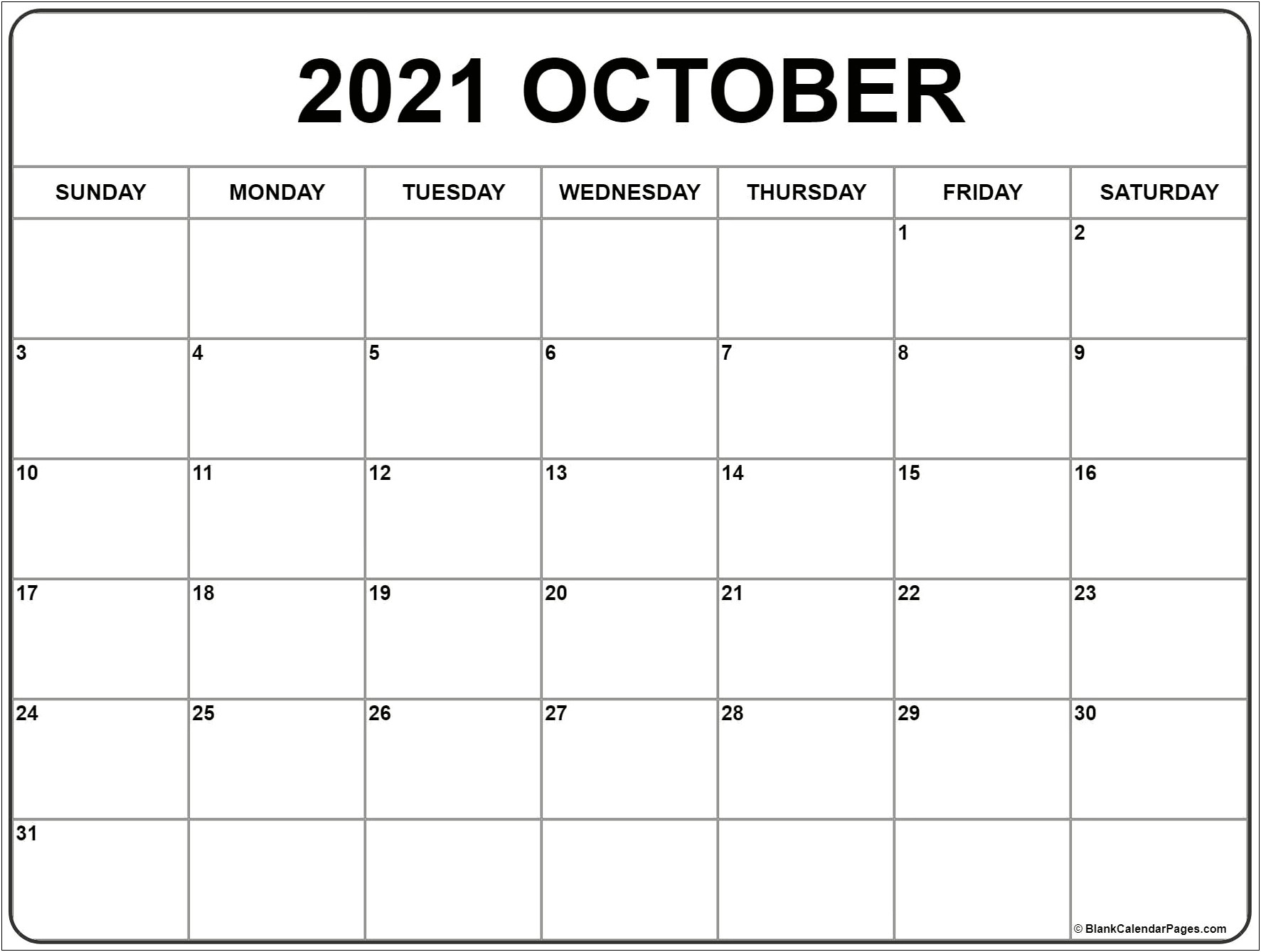 Free Printable Calendar Template October 2015