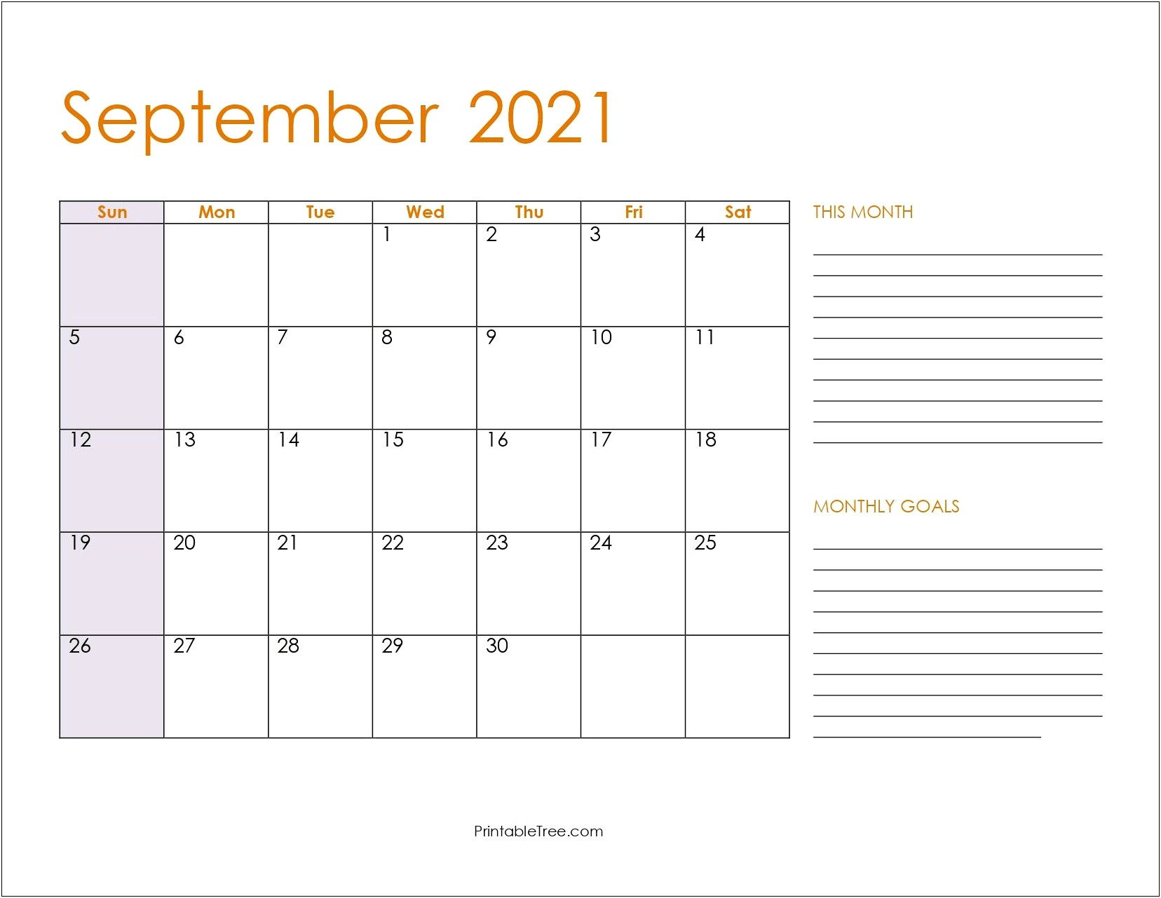 Free Printable Calendar Template September 2017