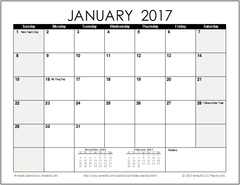 Free Printable Calendar Templates December 2017