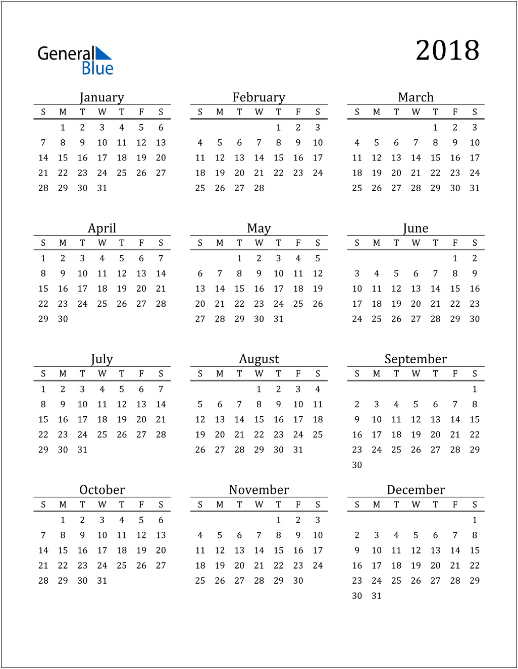 Free Printable Calendar Templates December 2018