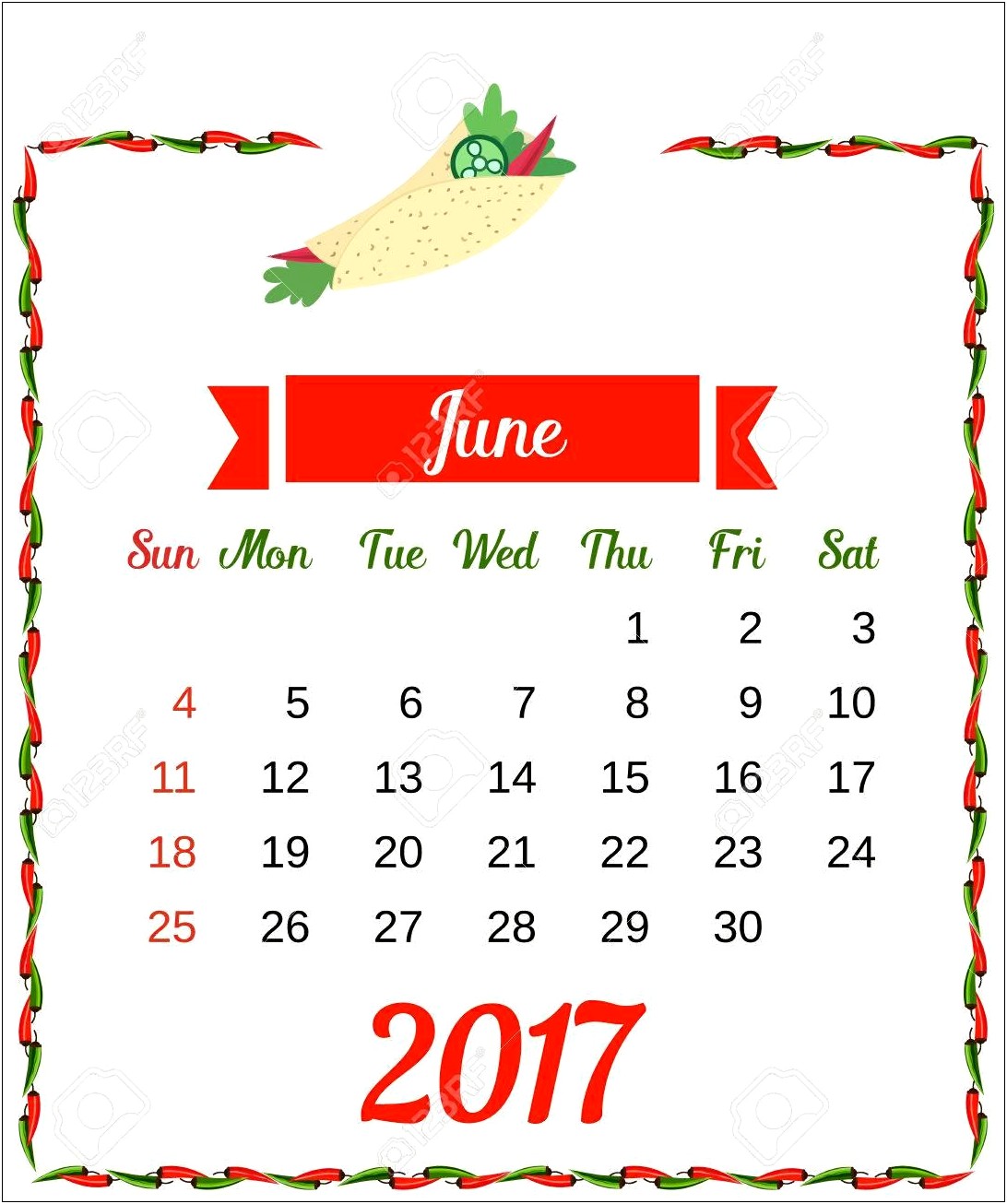 Free Printable Calendar Templates June 2017