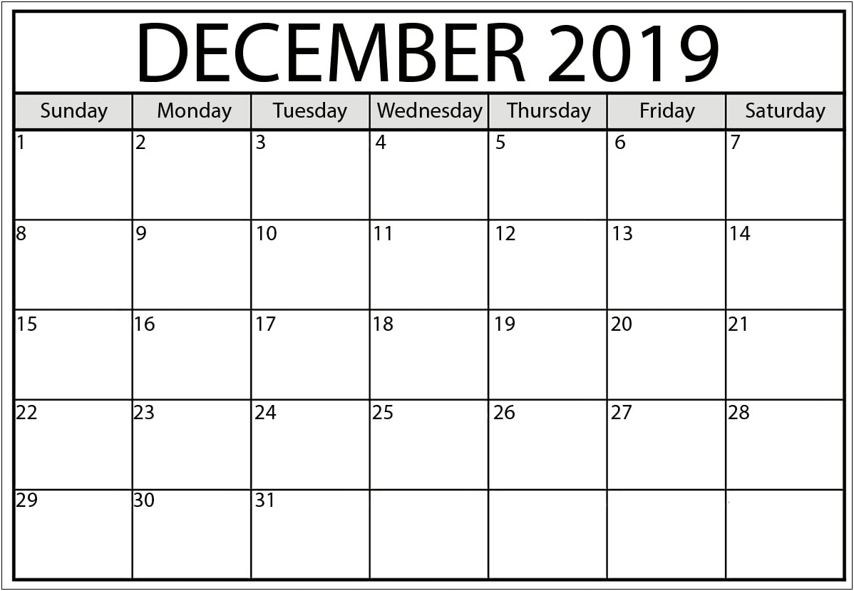 Free Printable Calendar Templates Nov 2019