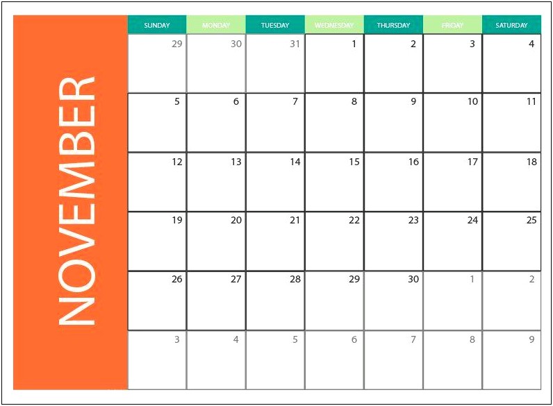 Free Printable Calendar Templates November 2017