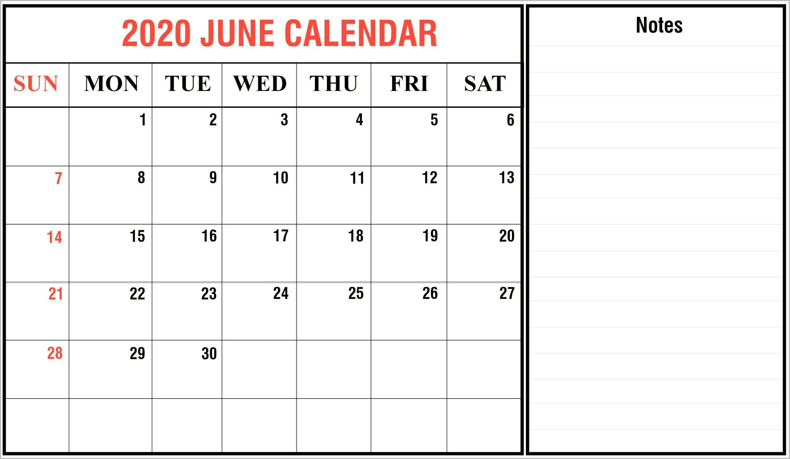 Free Printable Calendar Templates With Notes