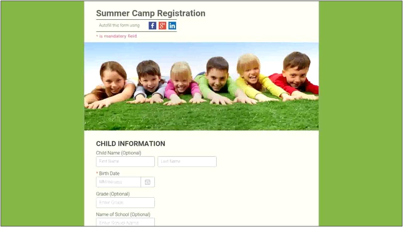 Free Printable Camp Registration Form Templates