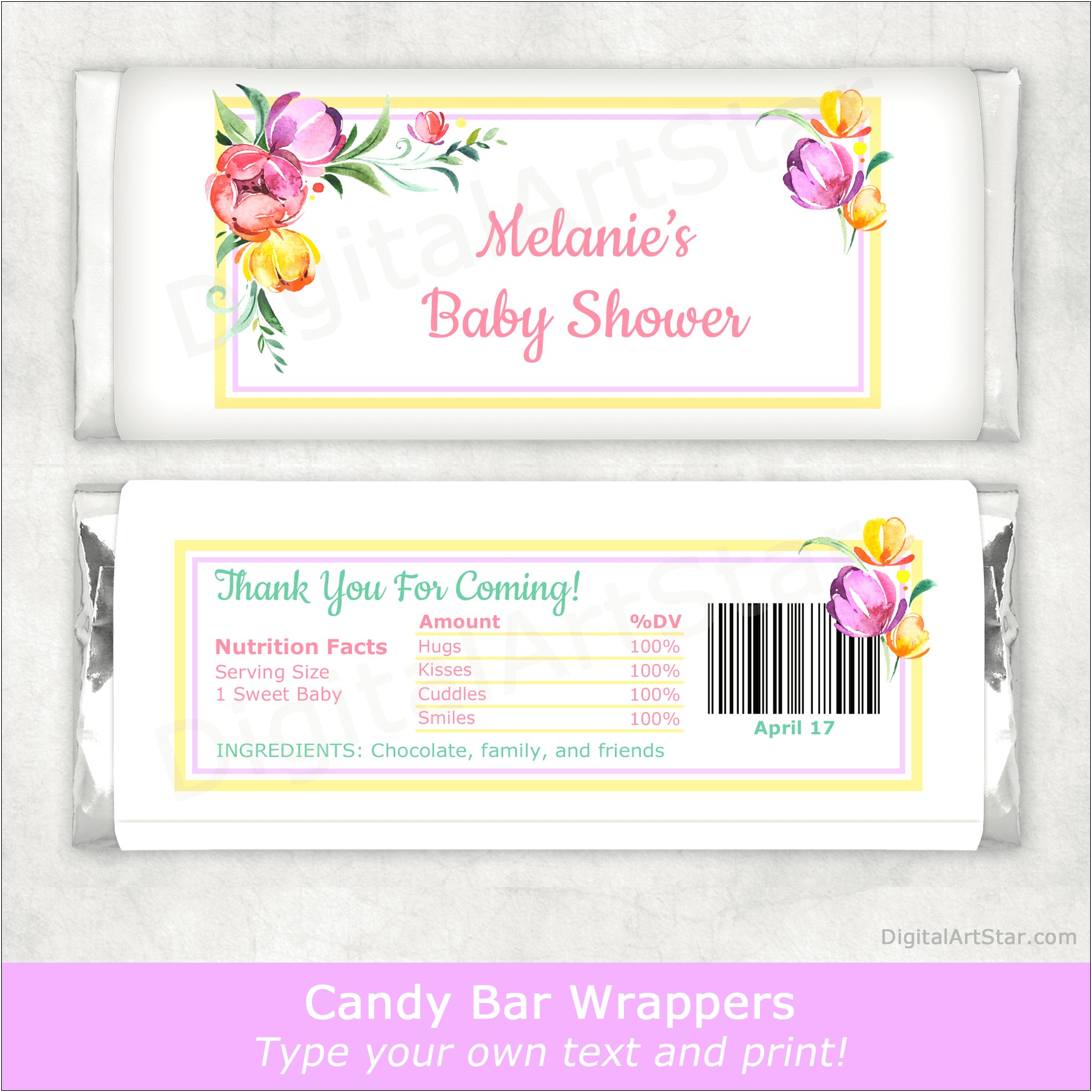 Free Printable Candy Bar Wrappers Templates Baby Shower