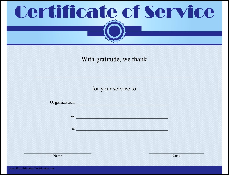 Free Printable Certificate Of Service Template