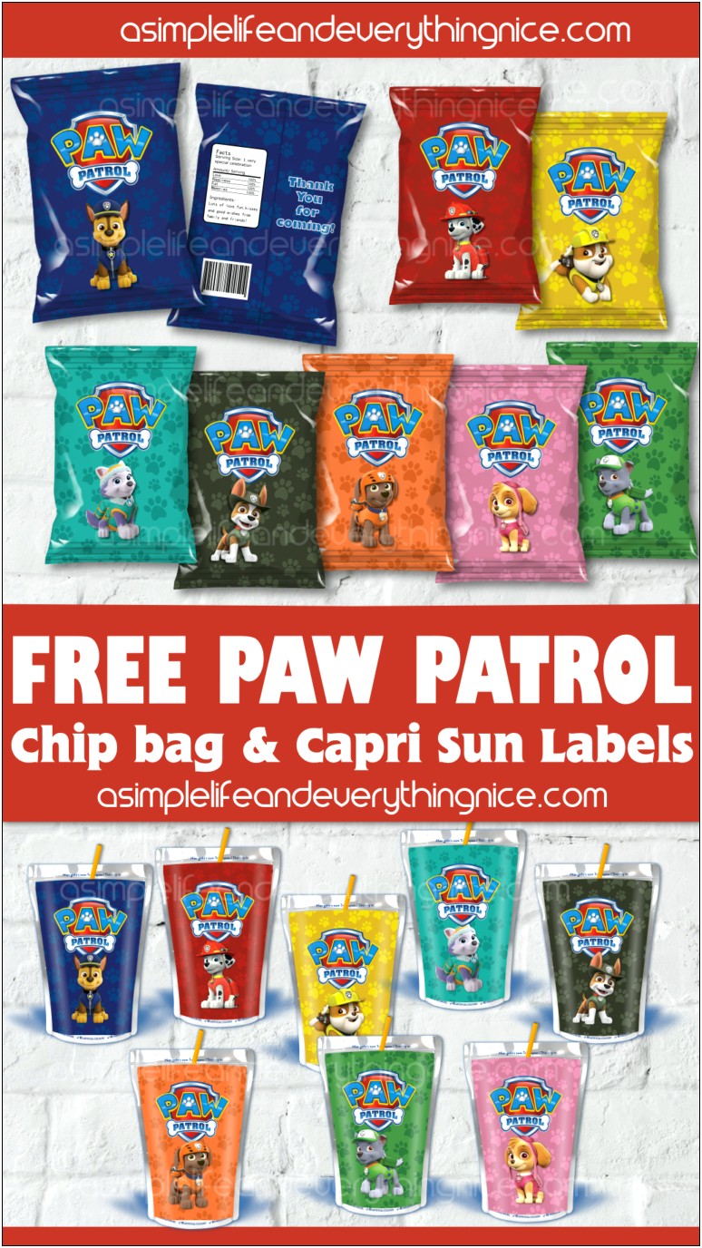 Free Printable Chip Bag Template Pdf