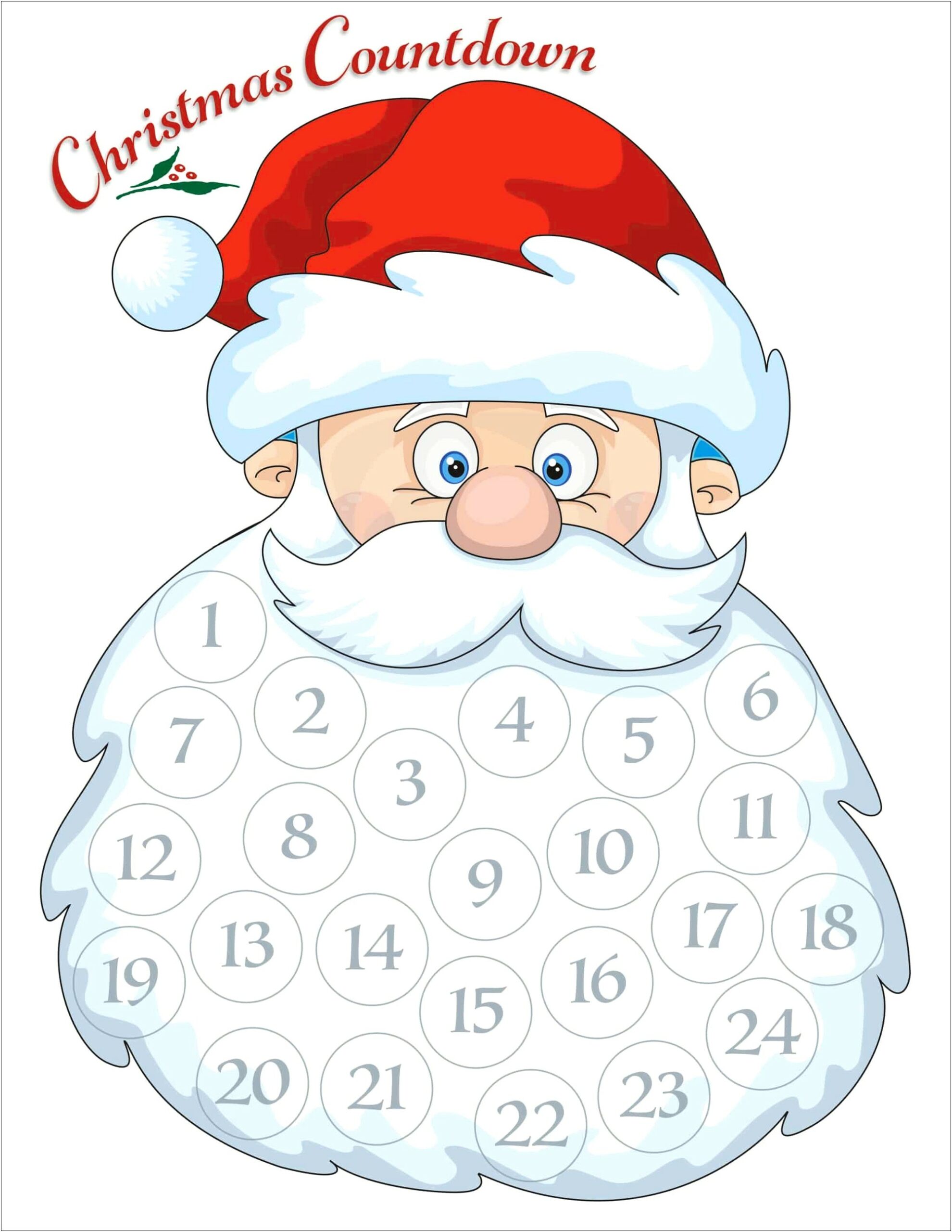 Free Printable Christmas Countdown Calendar Template