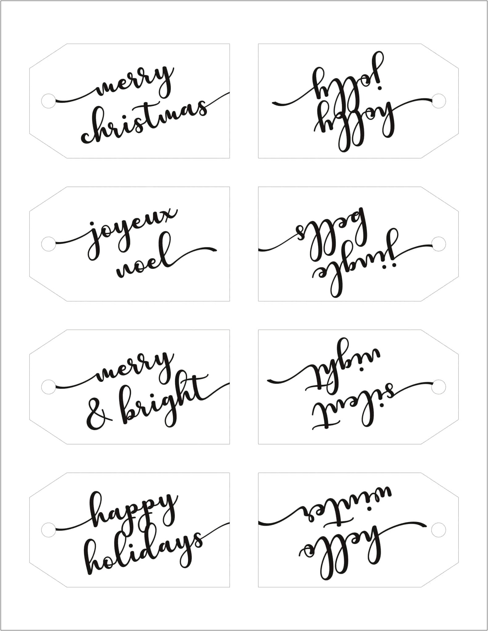Free Printable Christmas Tags Templates Black And White