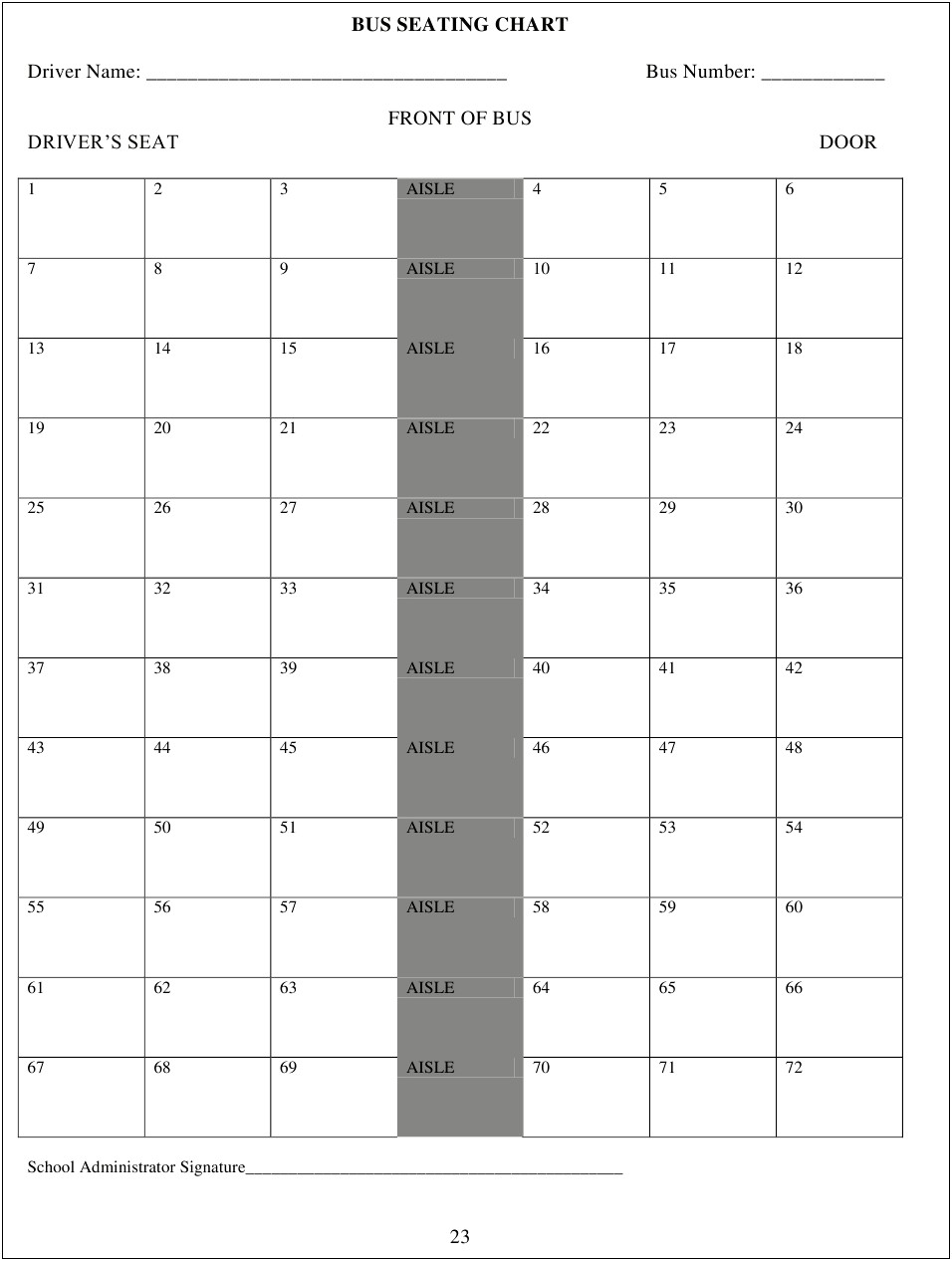 Free Printable Classroom Seating Chart Template