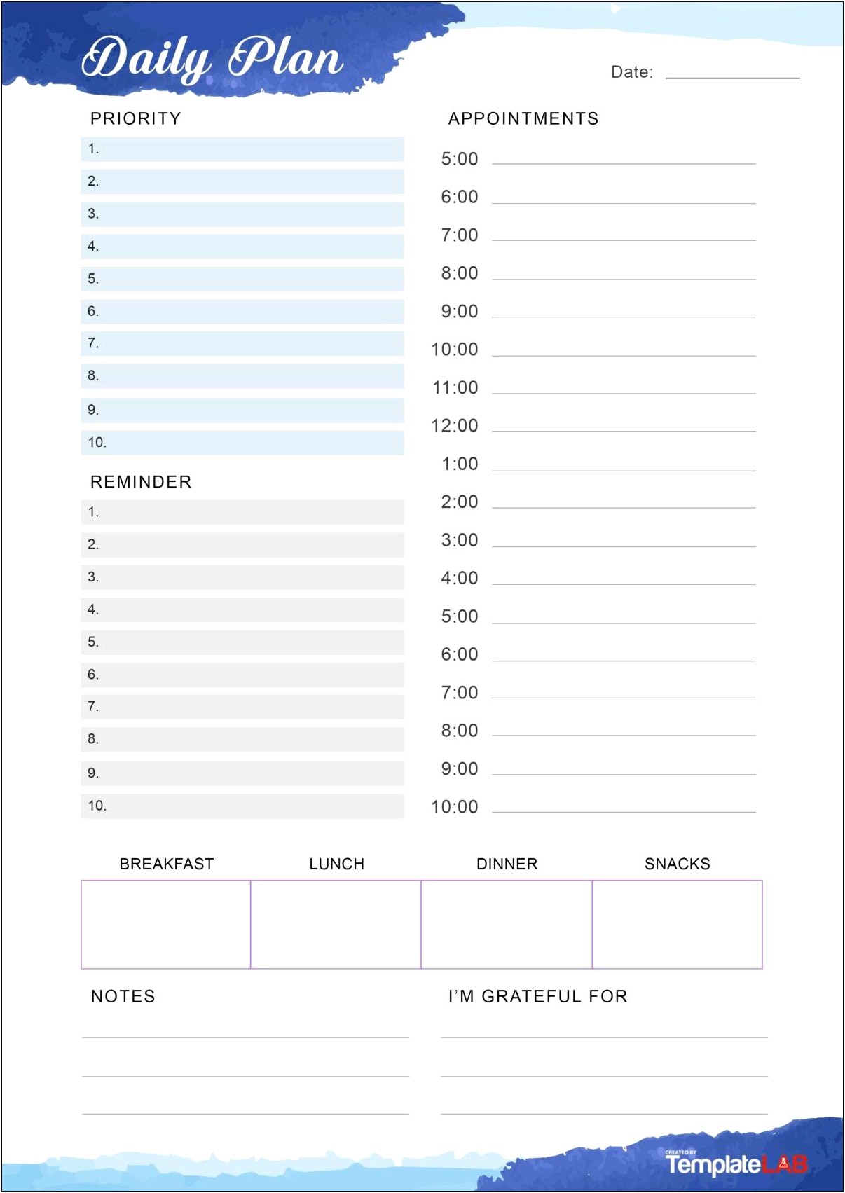 Free Printable Copy Of A Daily Schedule Template