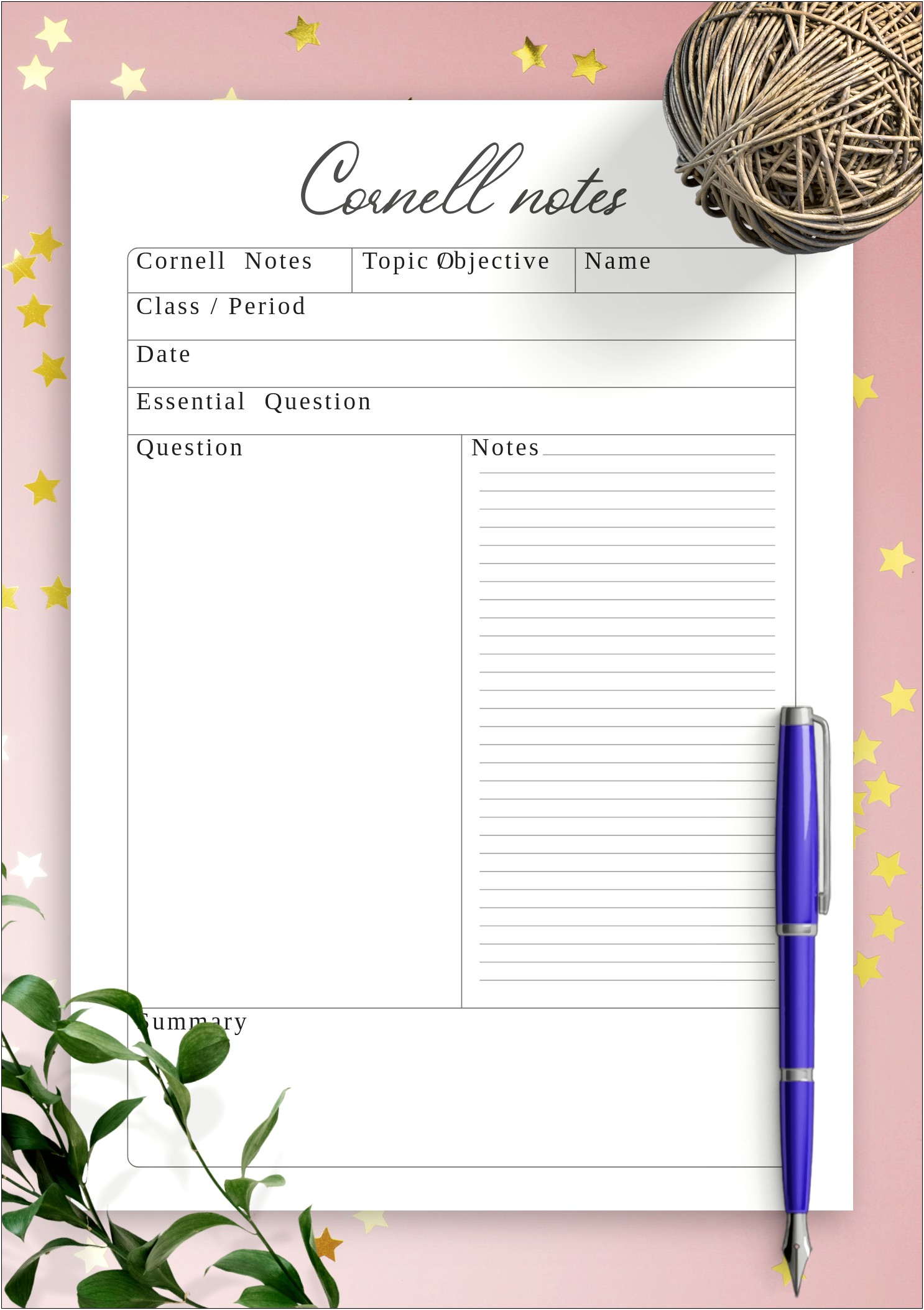 Free Printable Cornell Note Taking Template