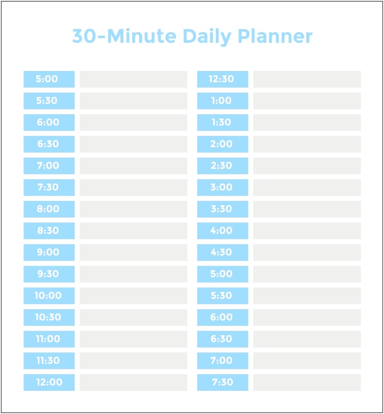 Free Printable Daily Planner 15 Minute Intervals Template