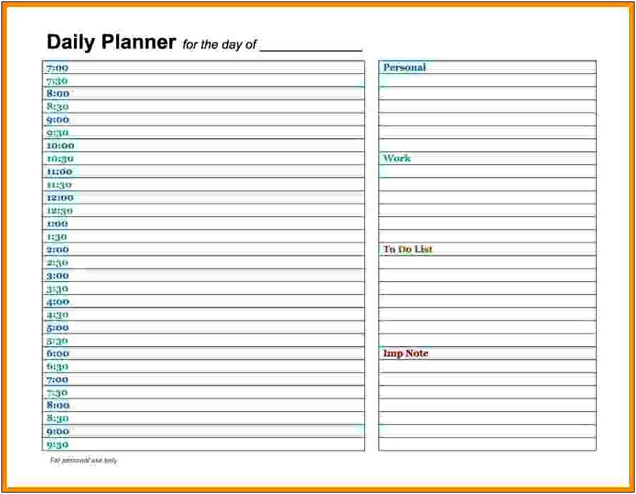 Free Printable Daily Planner Template 2019