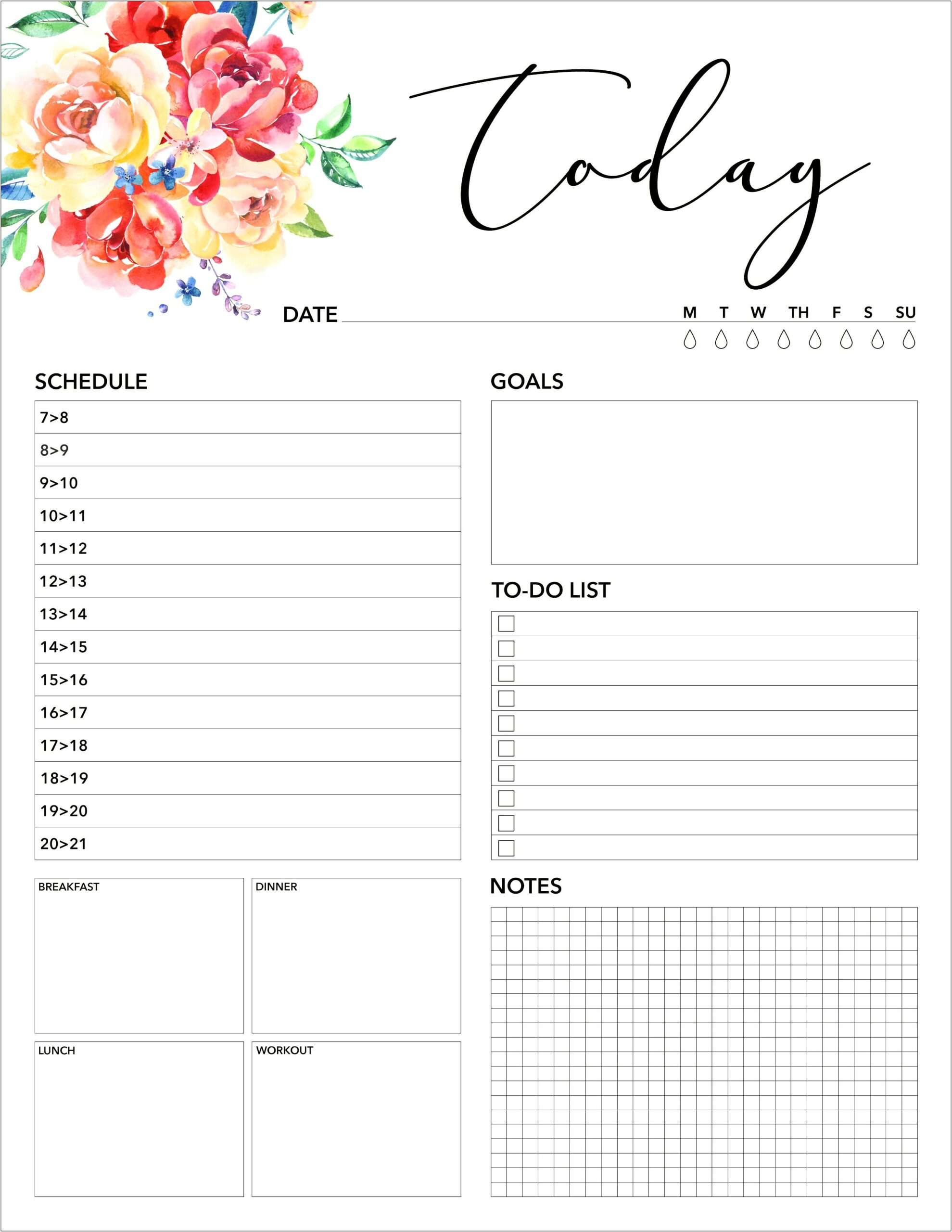 Free Printable Daily Planner Template 2020