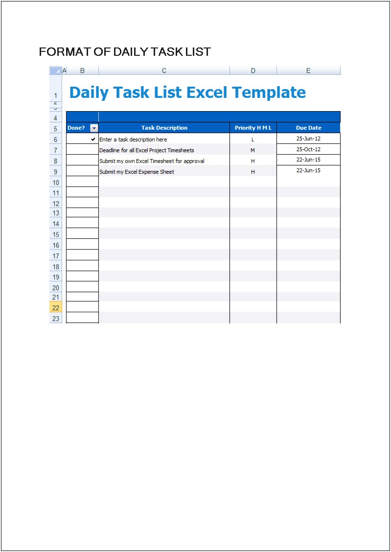 Free Printable Daily Task List Template