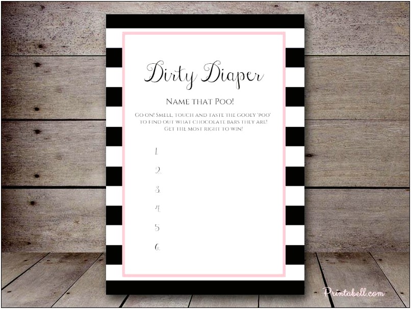 Free Printable Dirty Diaper Game Template Templates Resume Designs 