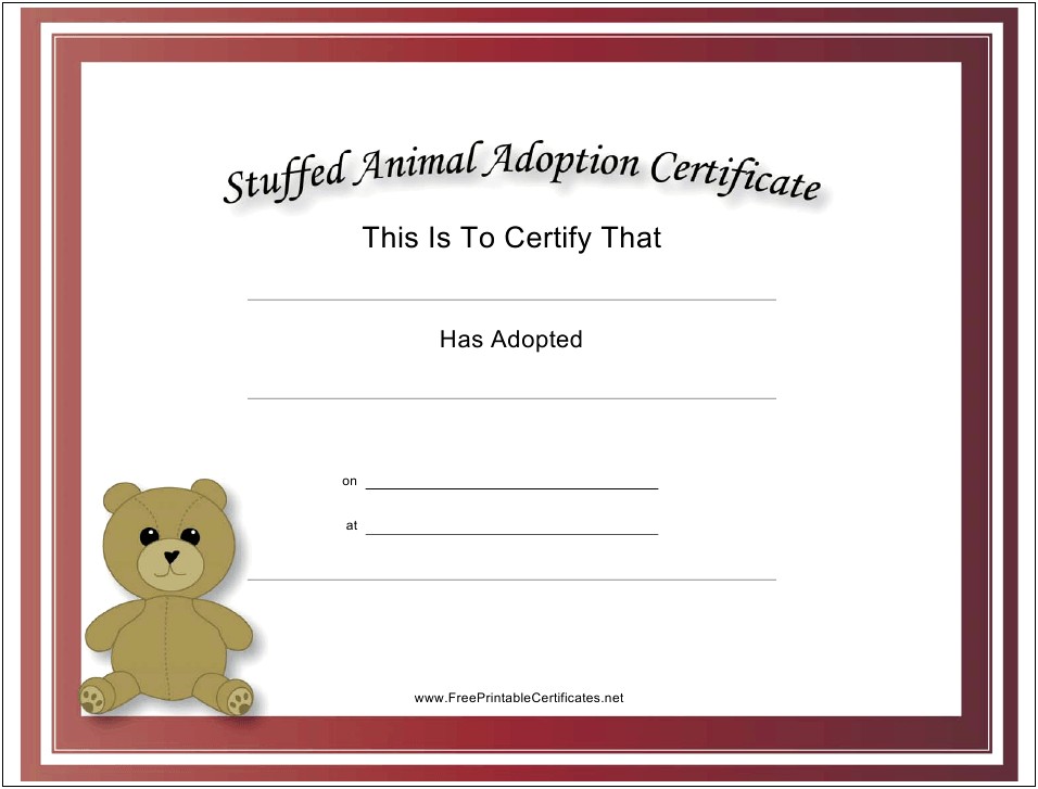 Free Printable Doll Adoption Certificate Template