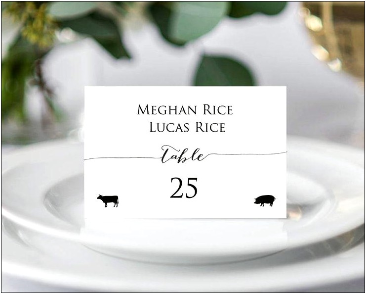 Free Printable Escort Card Template With Meal Option