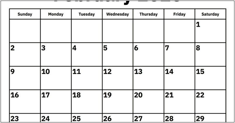 Free Printable February 2020 Calendar Template