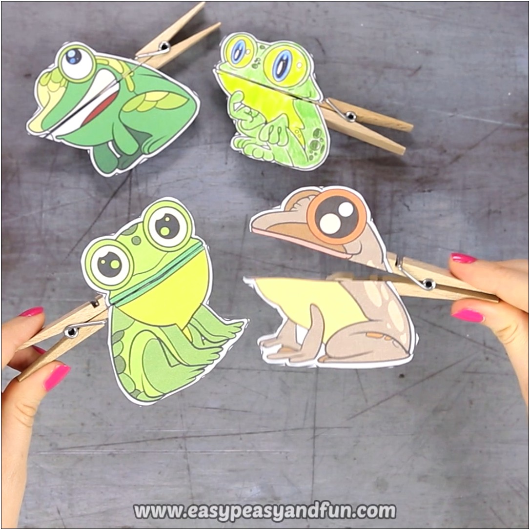 Free Printable Frogs Pin Clothes Puppets Templates
