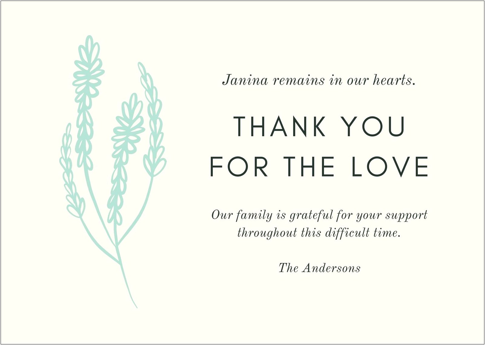 Free Printable Funeral Thank You Card Template